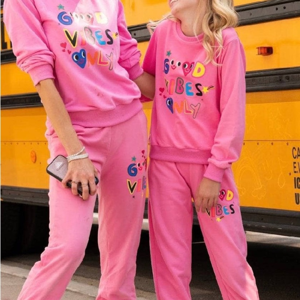 Lola + The Boys Pink Cartoon Pajama Set